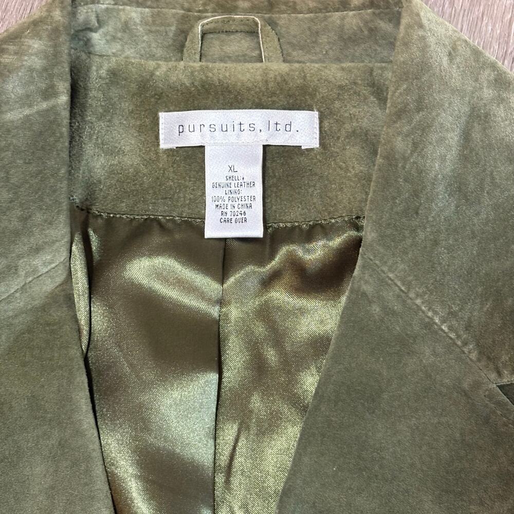 VTG Pursuits Ltd Olive Green Suede Leather Blazer Jacket Women’s XL Y2K​ - Picture 4 of 10